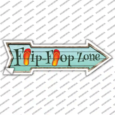 Orange Flip Flop Zone Novelty Arrow Sticker Decal