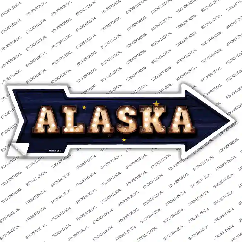 Alaska Bulb Lettering Novelty Arrow Sticker Decal