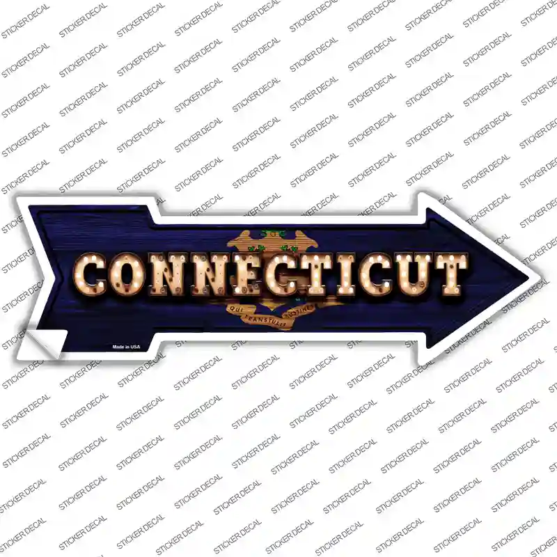 Connecticut Bulb Lettering Novelty Arrow Sticker Decal