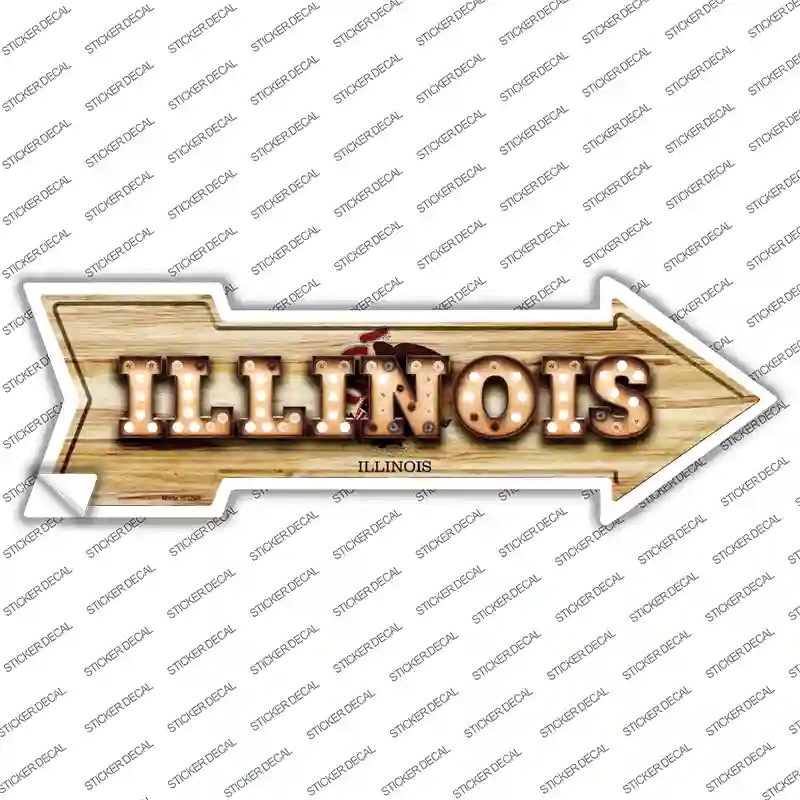 Illinois Bulb Lettering Novelty Arrow Sticker Decal
