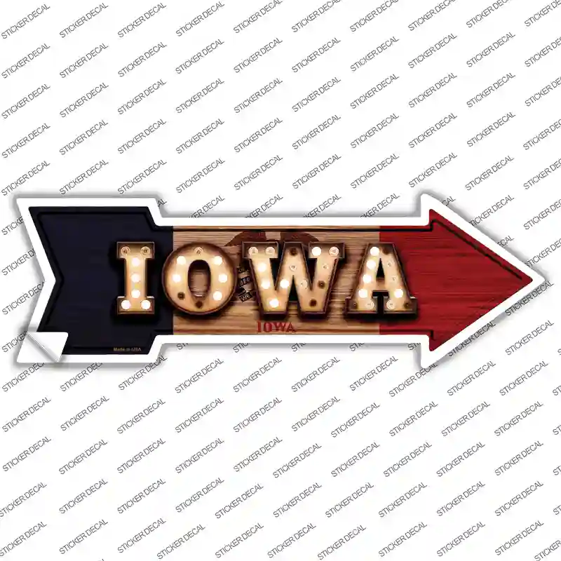 Iowa Bulb Lettering Novelty Arrow Sticker Decal