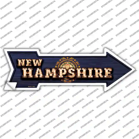 New Hampshire Bulb Lettering Novelty Arrow Sticker Decal