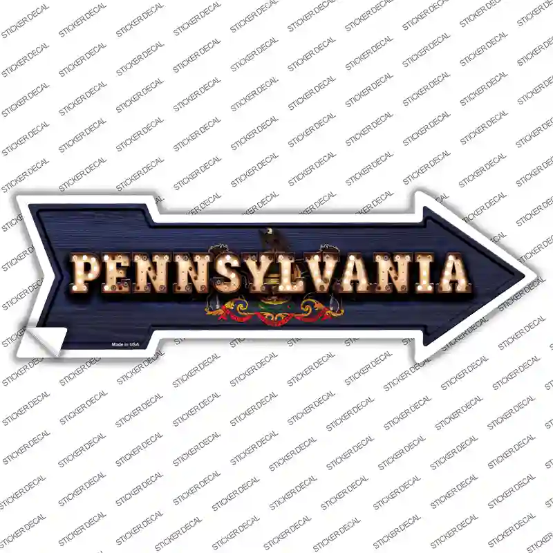 Pennsylvania Bulb Lettering Novelty Arrow Sticker Decal