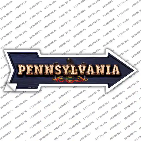 Pennsylvania Bulb Lettering Novelty Arrow Sticker Decal