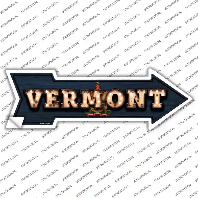 Vermont Bulb Lettering Novelty Arrow Sticker Decal