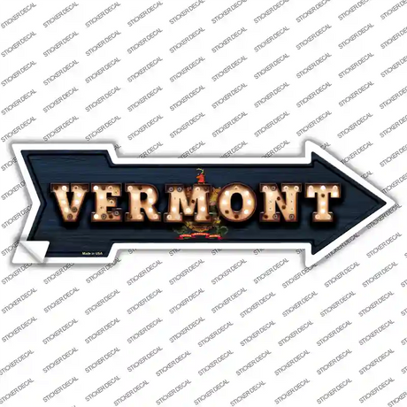 Vermont Bulb Lettering Novelty Arrow Sticker Decal