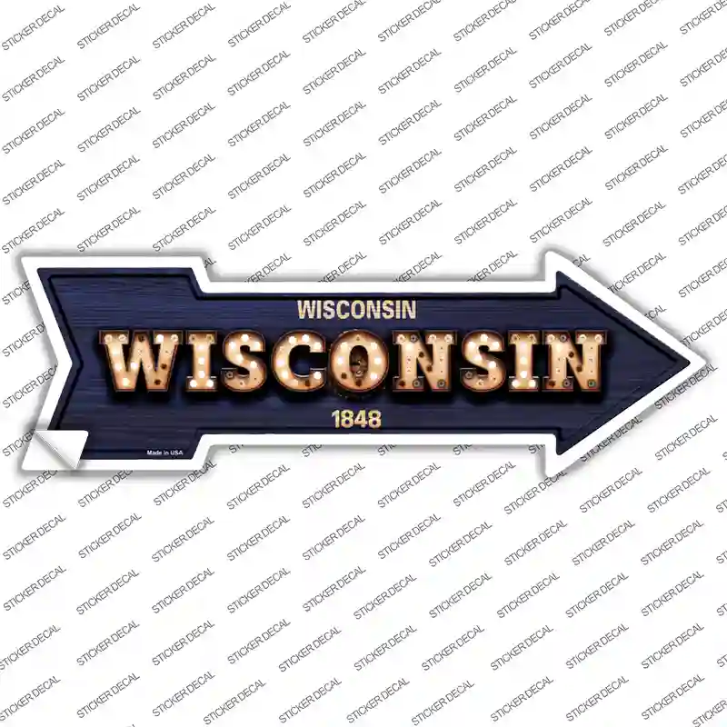 Wisconsin Bulb Lettering Novelty Arrow Sticker Decal