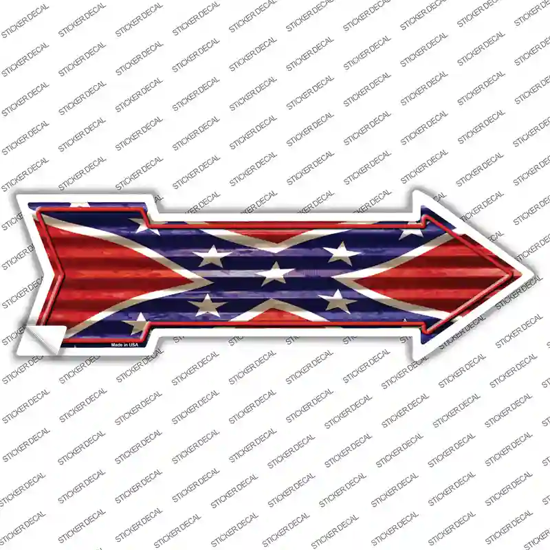 Confederate Flag Corrugated Novelty Arrow Sticker Decal