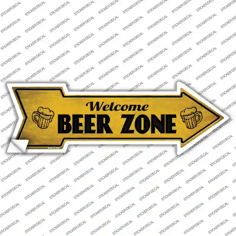 Welcome Beer Zone Novelty Arrow Sticker Decal