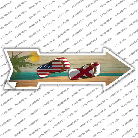 US and Alabama Flag Flip Flop Novelty Arrow Sticker Decal