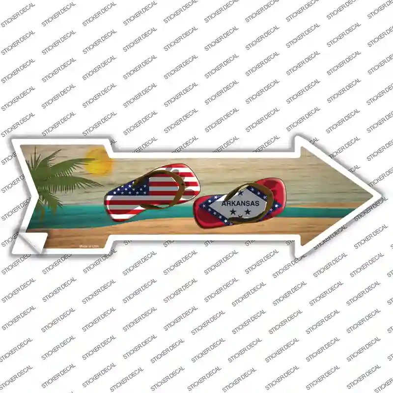 US and Arkansas Flag Flip Flop Novelty Arrow Sticker Decal