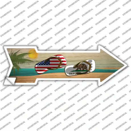 US and California Flag Flip Flop Novelty Arrow Sticker Decal