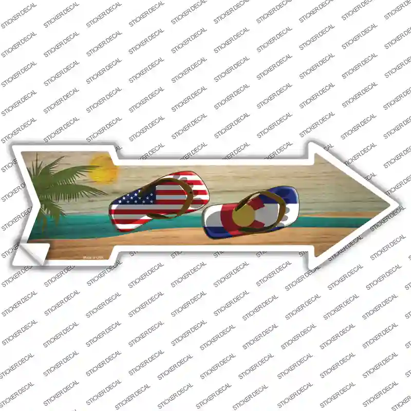 US and Colorado Flag Flip Flop Novelty Arrow Sticker Decal