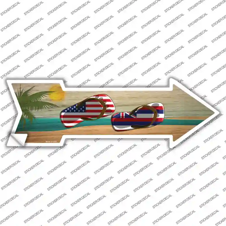 US and Hawaii Flag Flip Flop Novelty Arrow Sticker Decal