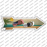US and Massachusetts Flag Flip Flop Novelty Arrow Sticker Decal