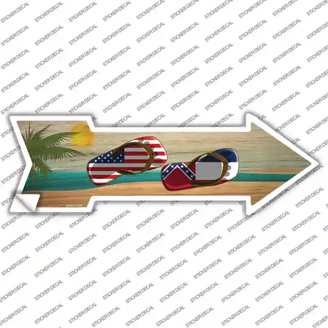 US and Mississippi Flag Flip Flop Novelty Arrow Sticker Decal