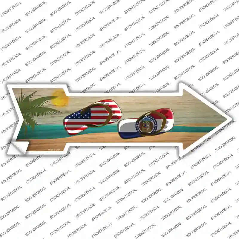 US and Missouri Flag Flip Flop Novelty Arrow Sticker Decal