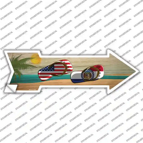 US and Missouri Flag Flip Flop Novelty Arrow Sticker Decal
