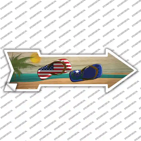 US and Nevada Flag Flip Flop Novelty Arrow Sticker Decal