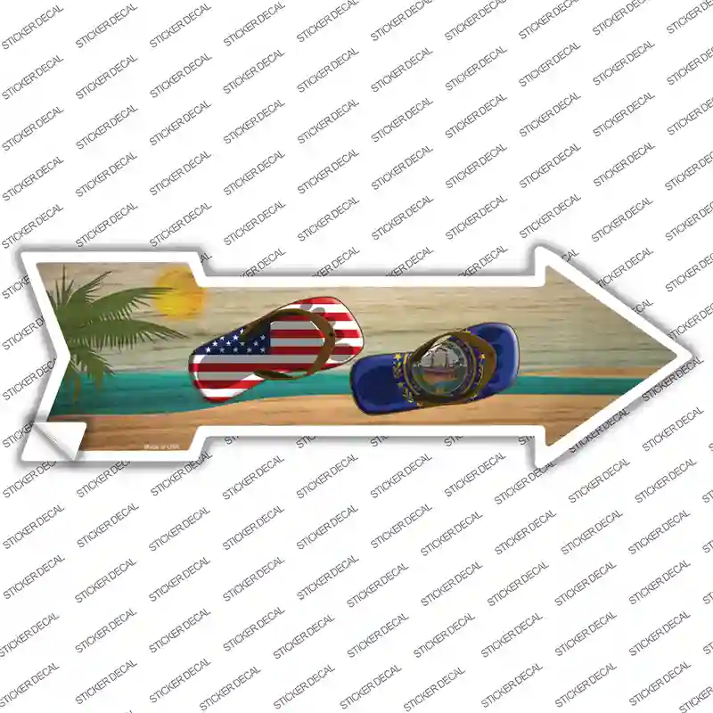 US and New Hampshire Flag Flip Flop Novelty Arrow Sticker Decal