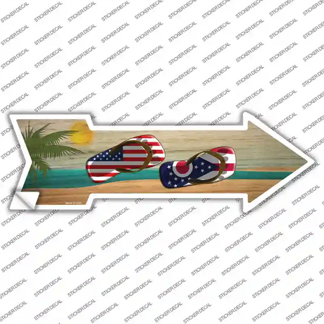 US and Ohio Flag Flip Flop Novelty Arrow Sticker Decal