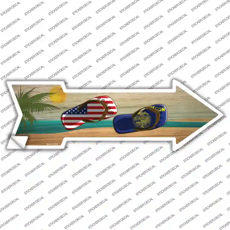 US and Oregon Flag Flip Flop Novelty Arrow Sticker Decal