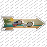 US and Rhode Island Flag Flip Flop Novelty Arrow Sticker Decal