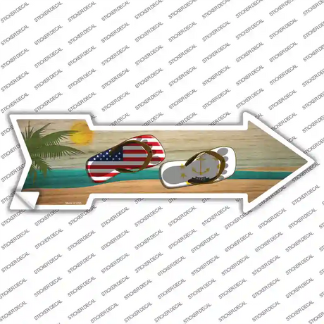 US and Rhode Island Flag Flip Flop Novelty Arrow Sticker Decal