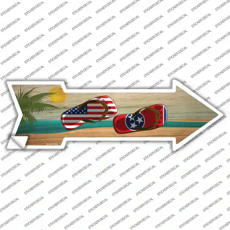 US and Tennessee Flag Flip Flop Novelty Arrow Sticker Decal