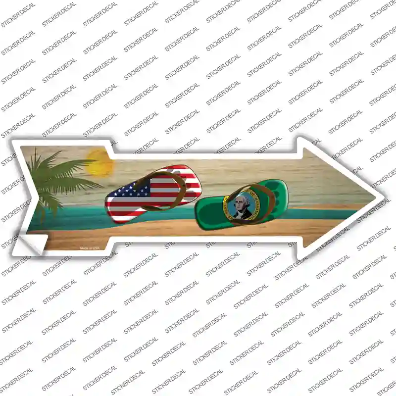 US and Washington Flag Flip Flop Novelty Arrow Sticker Decal