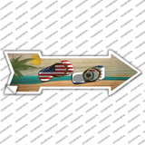 US and West Virginia Flag Flip Flop Novelty Arrow Sticker Decal