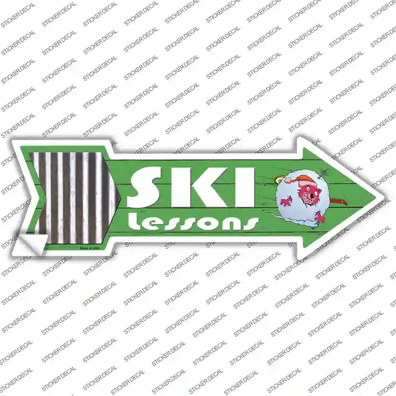 Ski Lessons Novelty Arrow Sticker Decal
