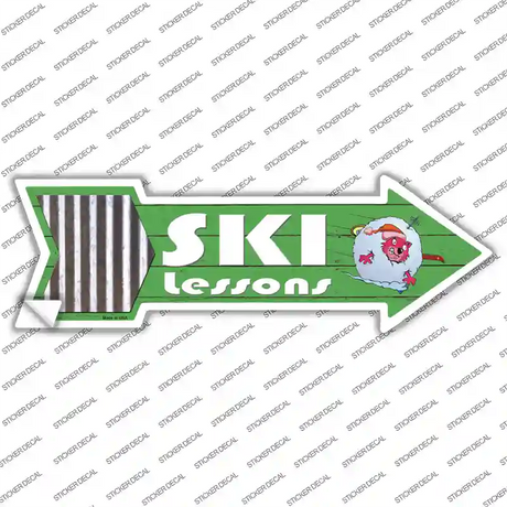 Ski Lessons Novelty Arrow Sticker Decal