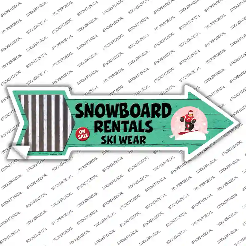 Snowboard Rentals Novelty Arrow Sticker Decal