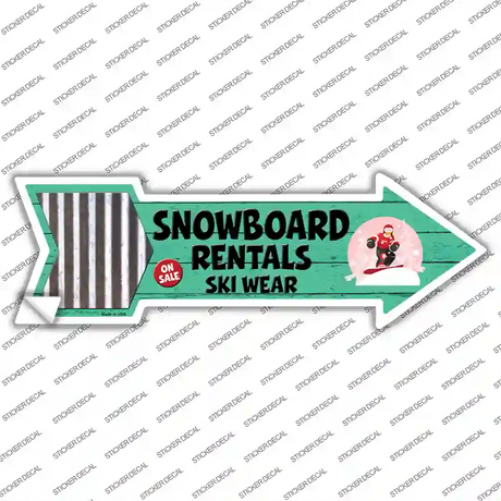 Snowboard Rentals Novelty Arrow Sticker Decal