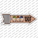 Beer This Way Three Gnomes Novelty Arrow Sticker Decal