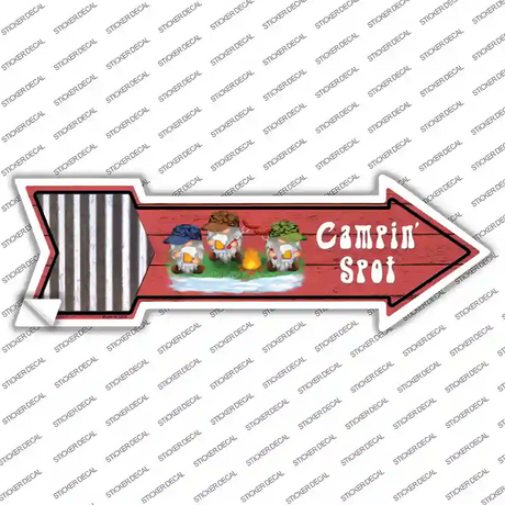 Camping Spot Three Gnomes Novelty Arrow Sticker Decal