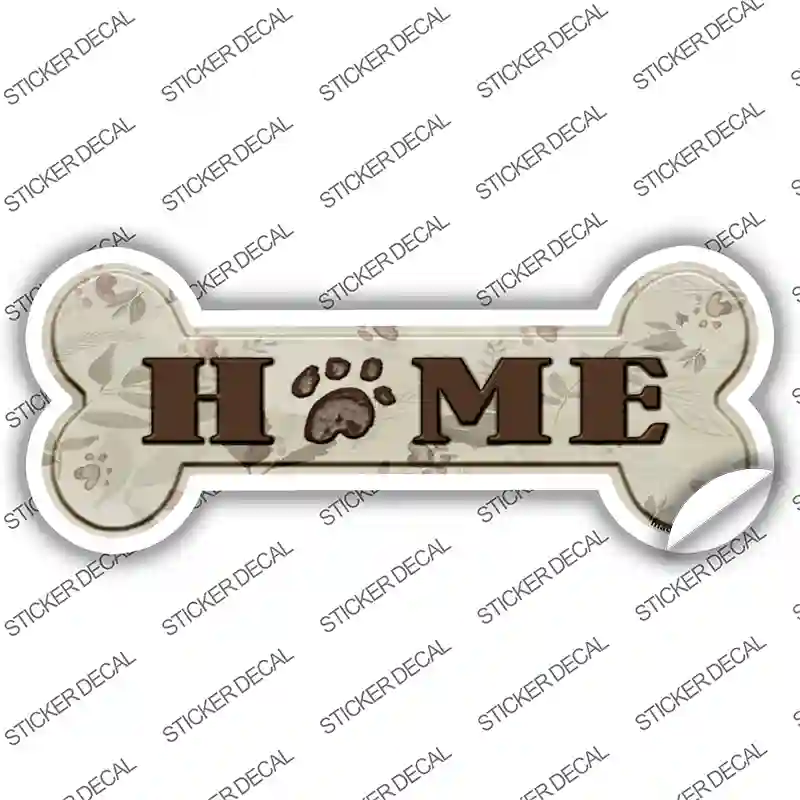 Home With Paw Print Novelty Bone Sticker Decal Small