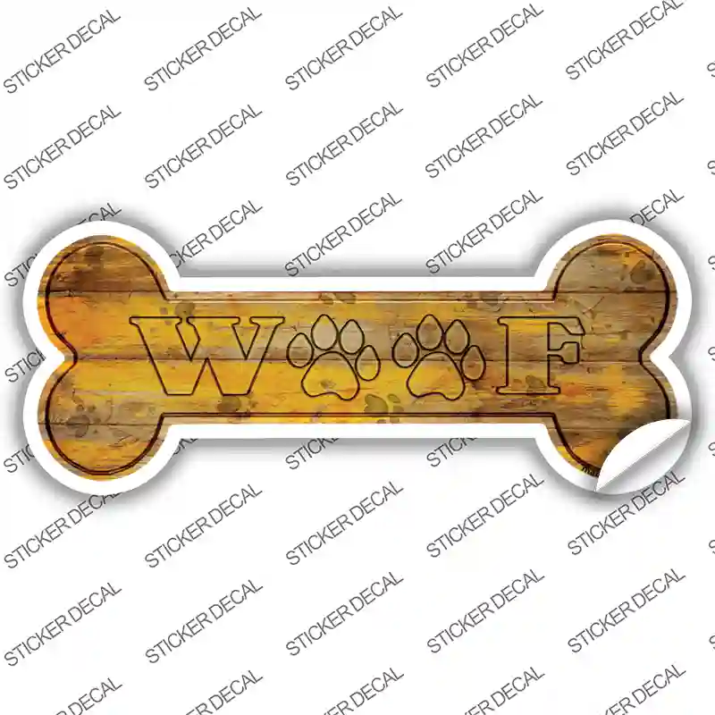 Woof Novelty Bone Sticker Decal Large