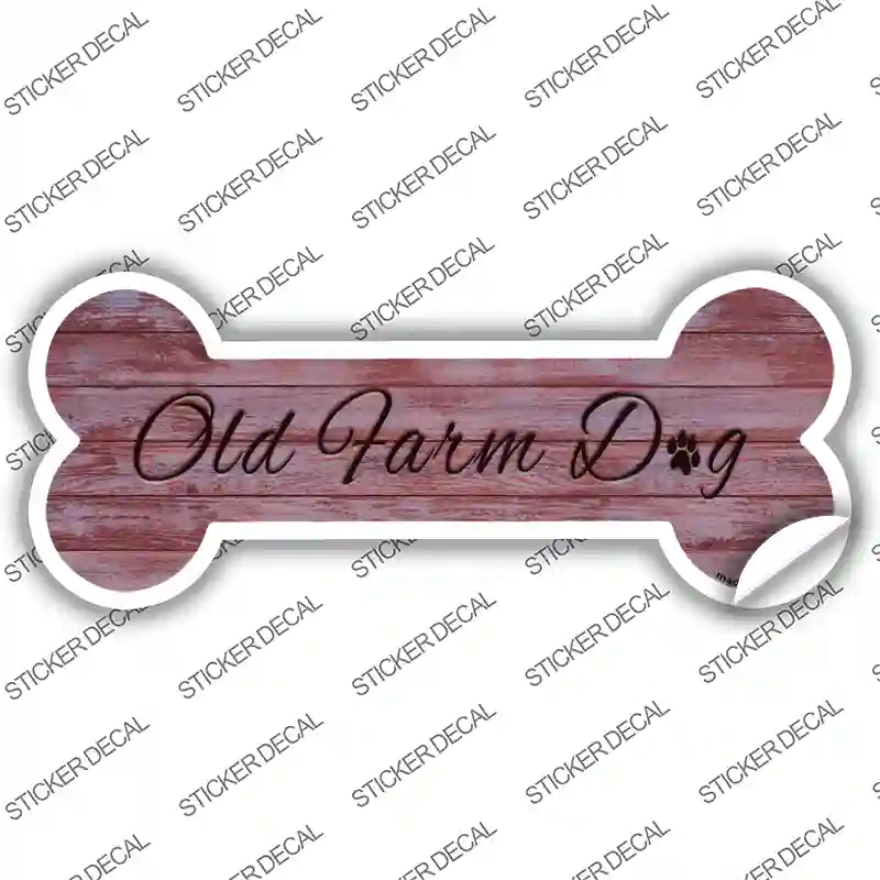 Old Farm Dog Novelty Bone Sticker Decal Large