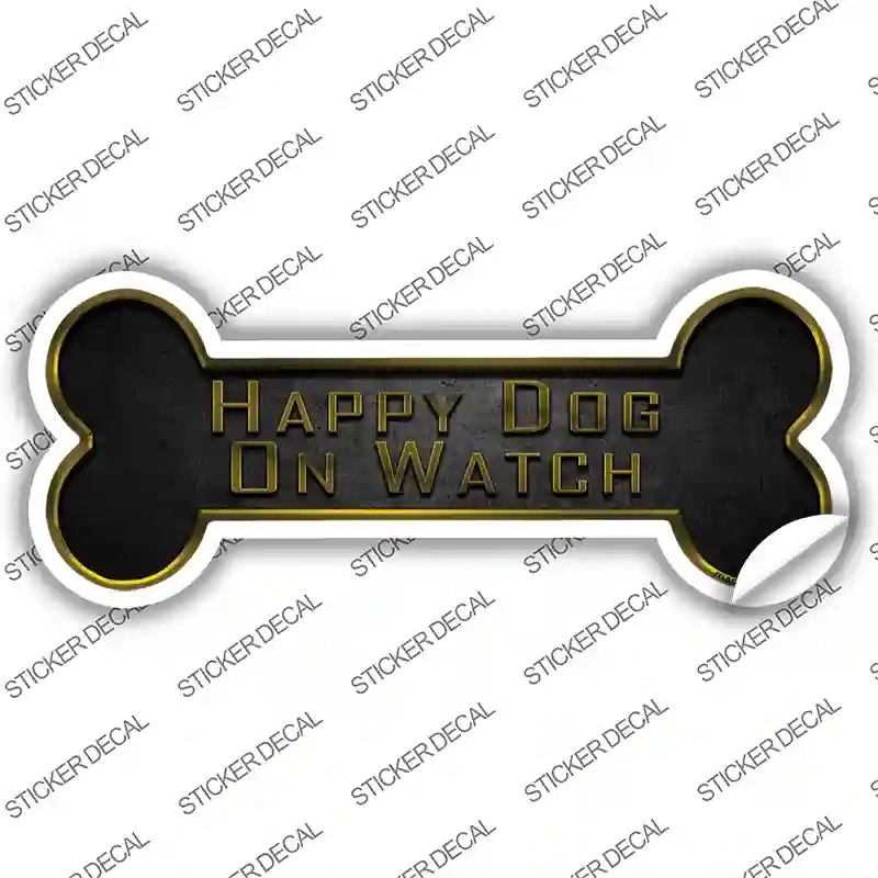 Happy Dog on Watch Novelty Bone Sticker Decal Large