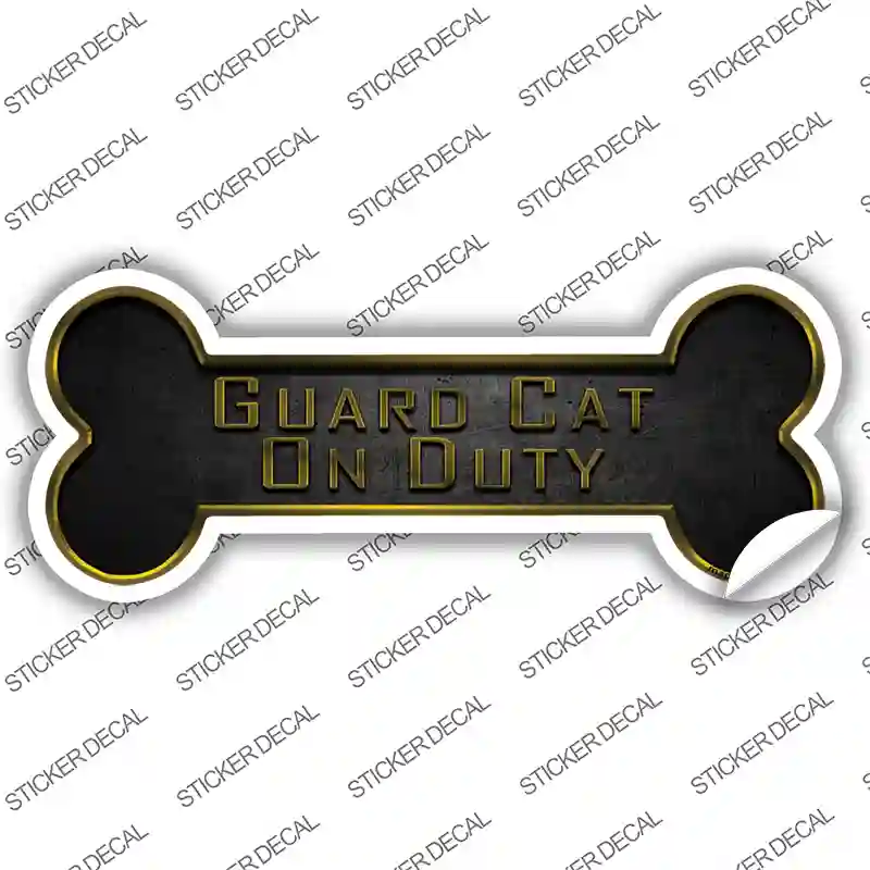 Guard Cat on Duty Novelty Bone Sticker Decal Large