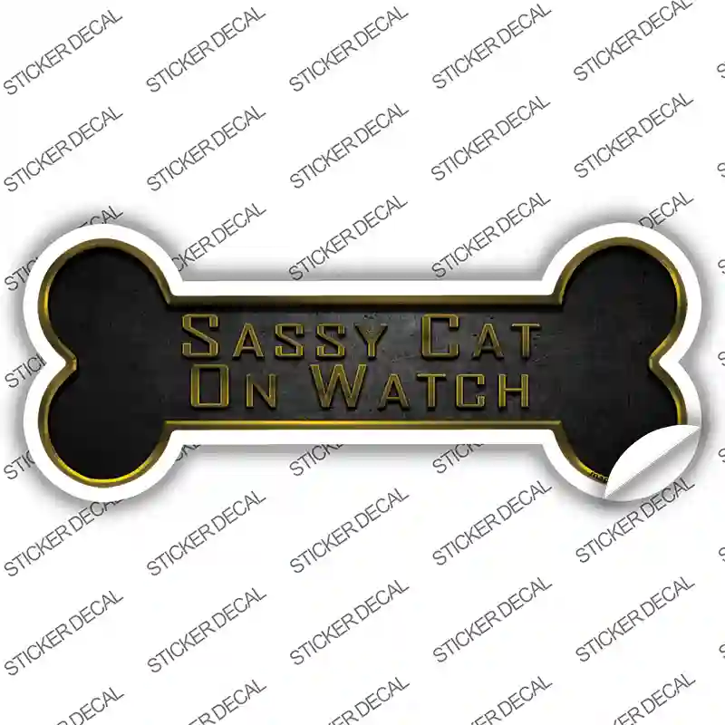 Sassy Cat on Watch Novelty Bone Sticker Decal Large