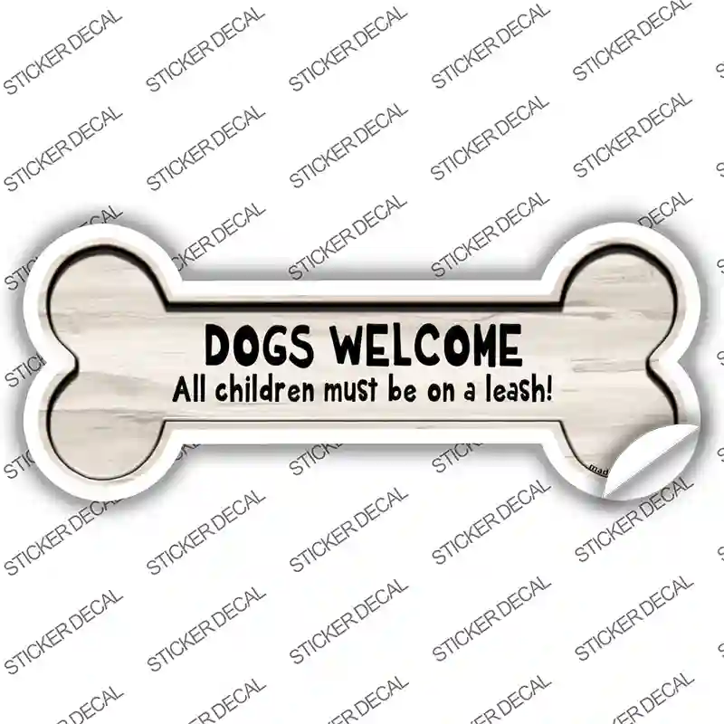 Dogs Welcome Novelty Bone Sticker Decal Large