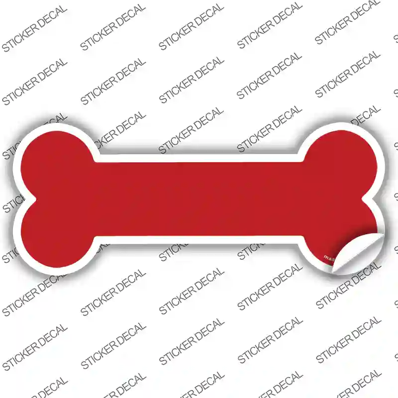 Red Solid Novelty Bone Sticker Decal Small