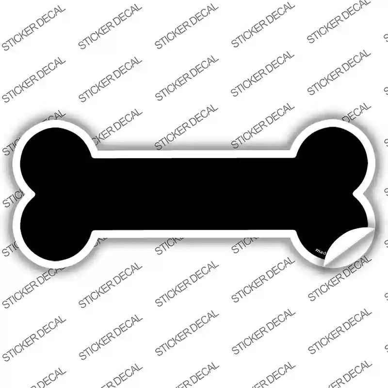 Black Solid Novelty Bone Sticker Decal Small