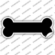 Black Solid Novelty Bone Sticker Decal Small