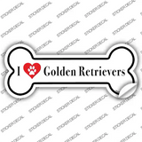 I Love Golden Retrievers Novelty Bone Sticker Decal Small