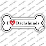 I Love Dachshunds Novelty Bone Sticker Decal Small
