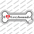 I Love Greyhounds Novelty Bone Sticker Decal Small